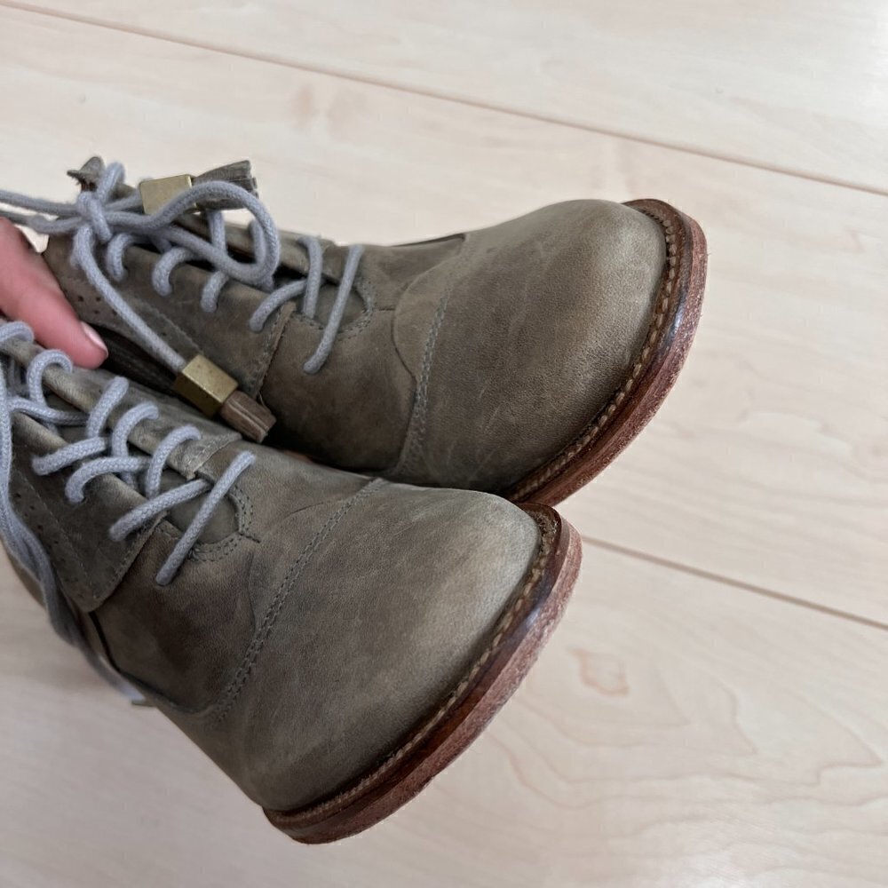 Anthropologie J Shoes Sidesaddle Lace Up Heeled Oxford Shoes Sz 37.5 - Picture 7 of 14